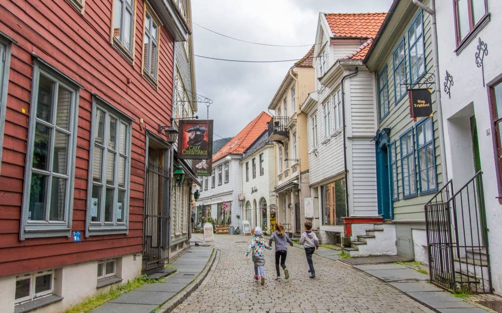 Europe travel tips - In Bergen, Norway. Let your kids run and have fun!
