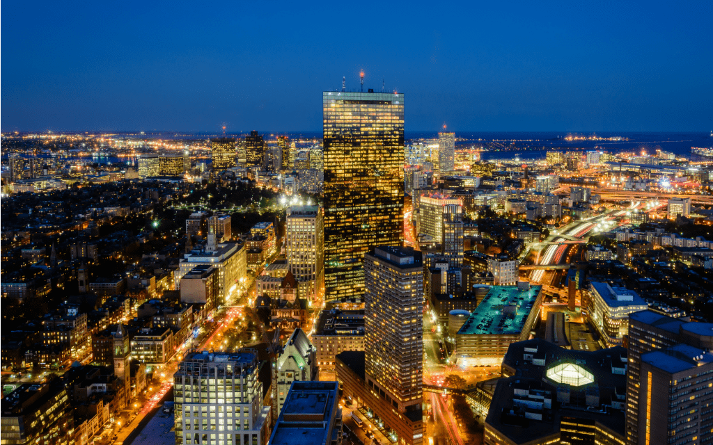 Boston skyline at night