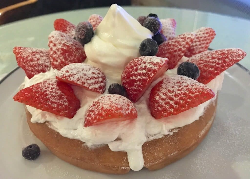 strawberry waffle at Cafe Coin in Seoul