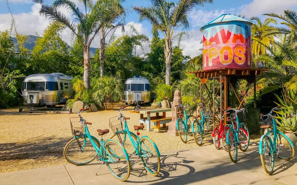 Ojai with kids: Caravan Outpost's bicycles standing by
