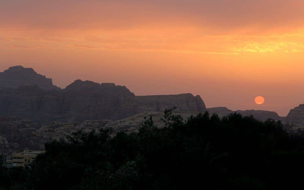 Petra Mountains at sunset
