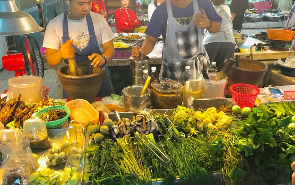Getting dinner at a market in Chiang Mai, Thailand.