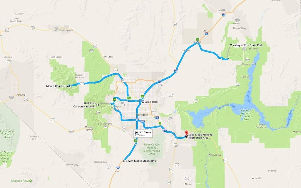 Las Vegas Road Trips map