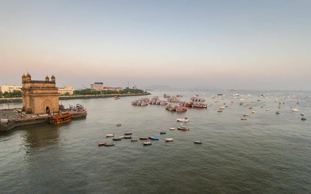 Best hotel views: Looking out at the Gateway of India from my room at Mumbai's Taj Mahal Palace. Splurge on a Palace room!