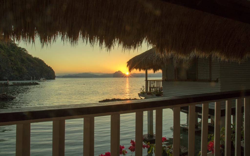 Best hotel views: Sunrise from our bungalow at Miniloc Island Resort