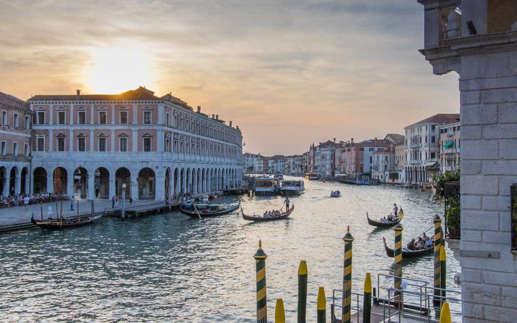 Best hotel views: Overlooking the Grand Canal in Venice from Hotel al Ponte Antico. The Rialto Bridge is right behind you.