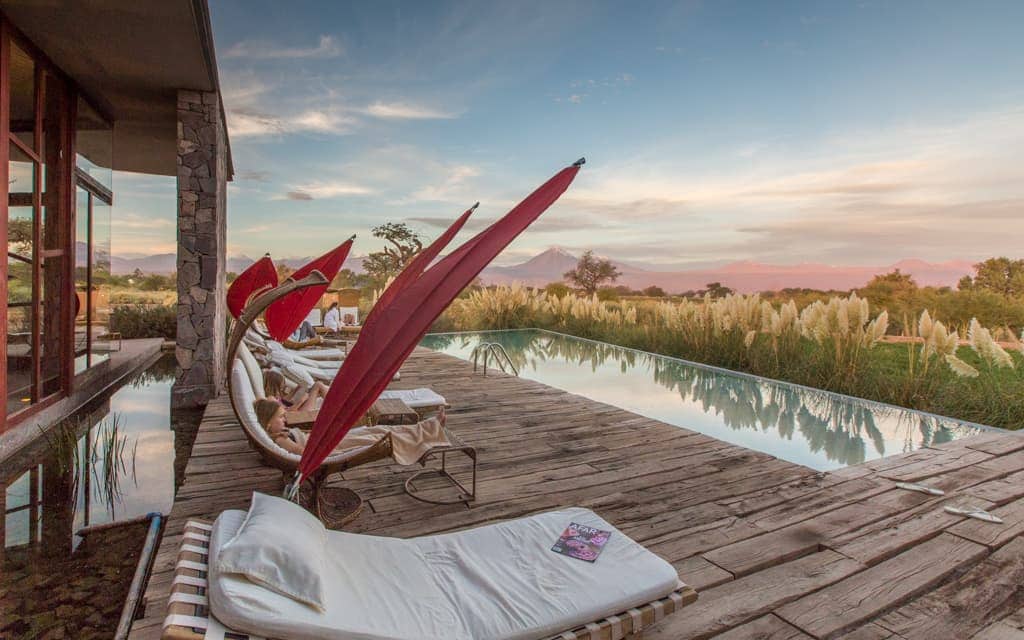 Best hotel views: I absolutely loved afternoons by the pool at Tierra Atacama, watching the setting sun light up the Licancabur volcano