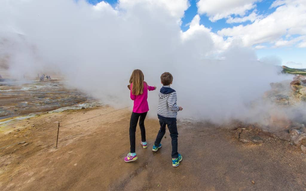 Iceland with kids - The fumaroles and sulphur pits of Hverir