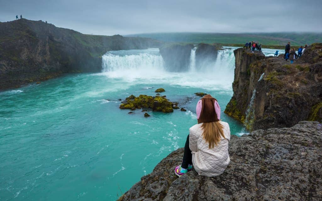 Iceland with kids - Overlooking Godafoss