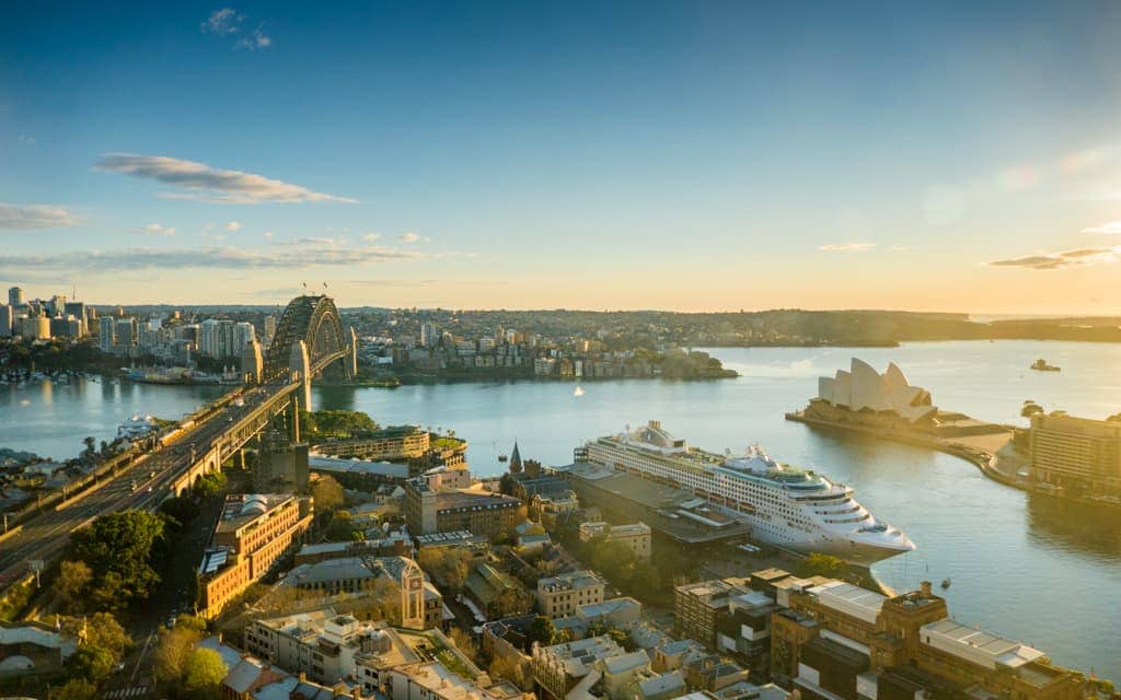Bucket list cities: Sydney's Harbour Bridge and Opera House as seen from the Shangri-La Hotel