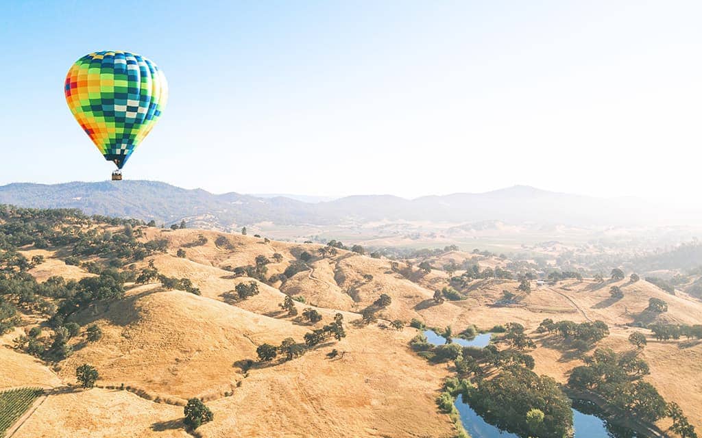 Hot Air Balloon Over Napa Valley