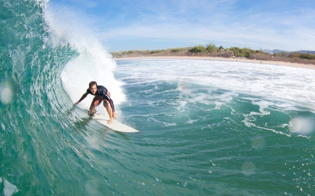 surfer about to get barreled