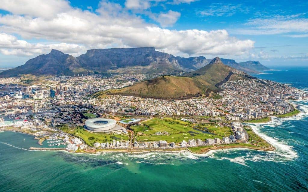 Cape Town and the 12 Apostels from above in South Africa