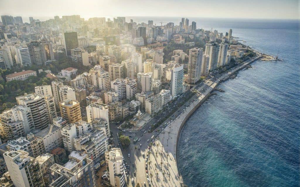 Aerial View of Beirut Lebanon, City of Beirut