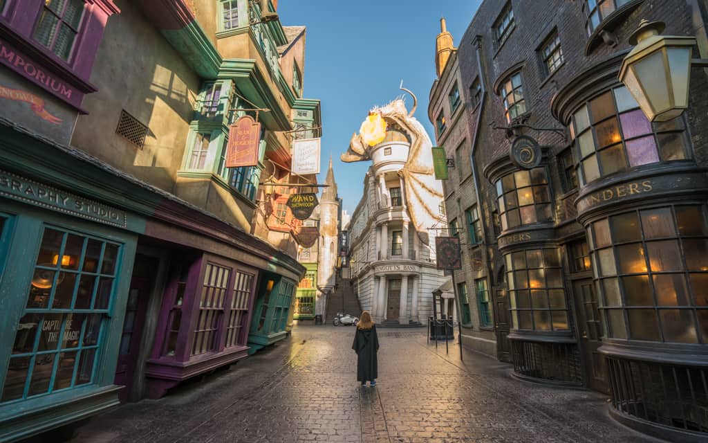 Family Travel 2018: Early morning in Diagon Alley at the Wizarding World of Harry Potter