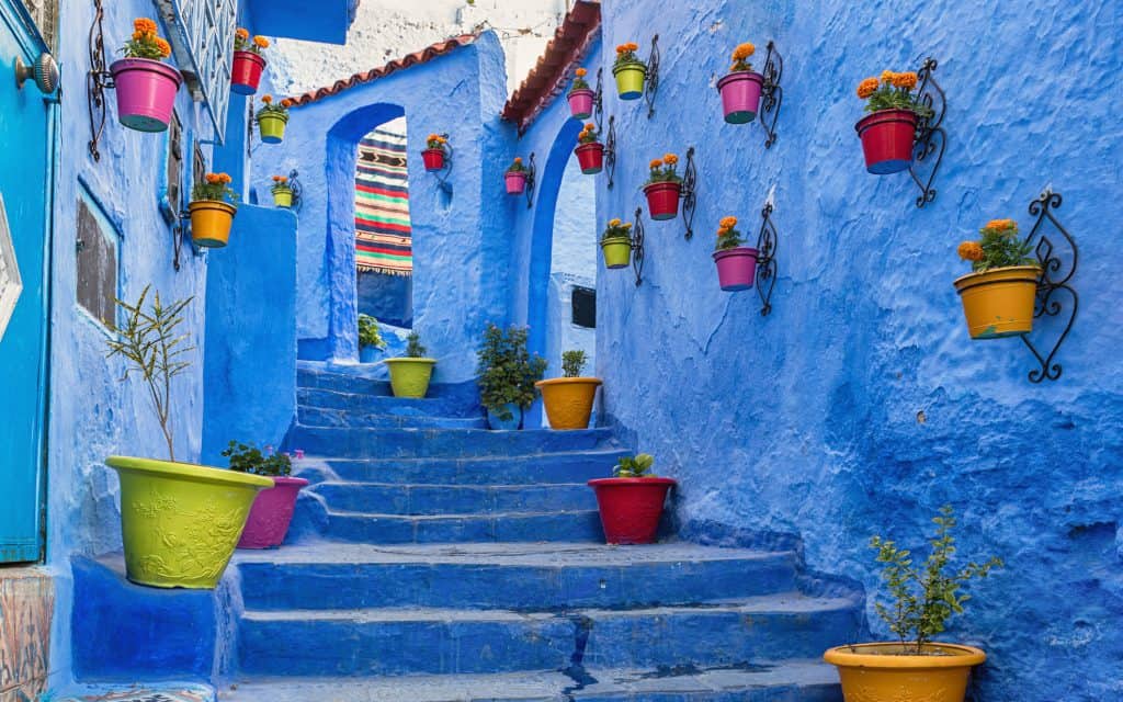 Blue coloured medina in Chefchaouen, Morocco.