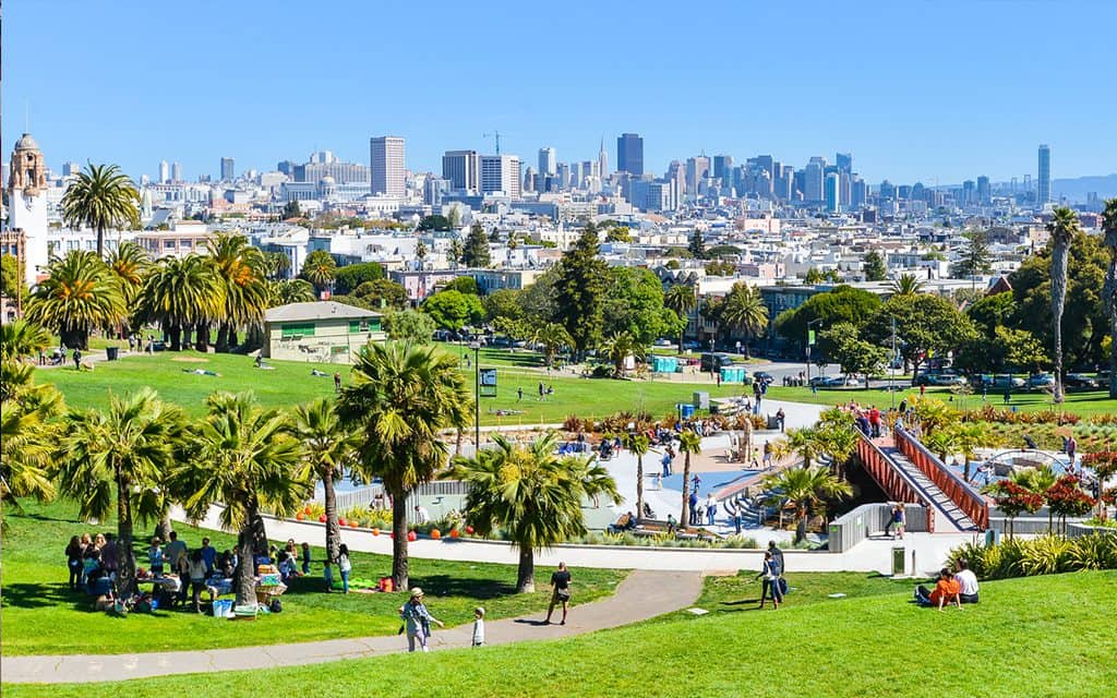 view of the Mission Dolores Park in San Francisco