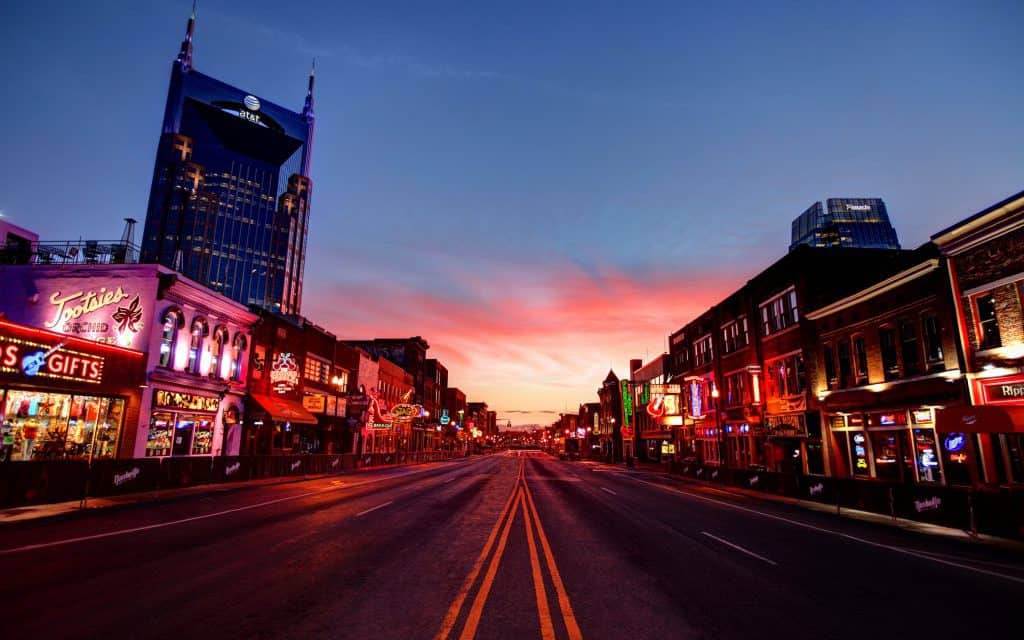 Broadway in downtown Nashville, Tennessee