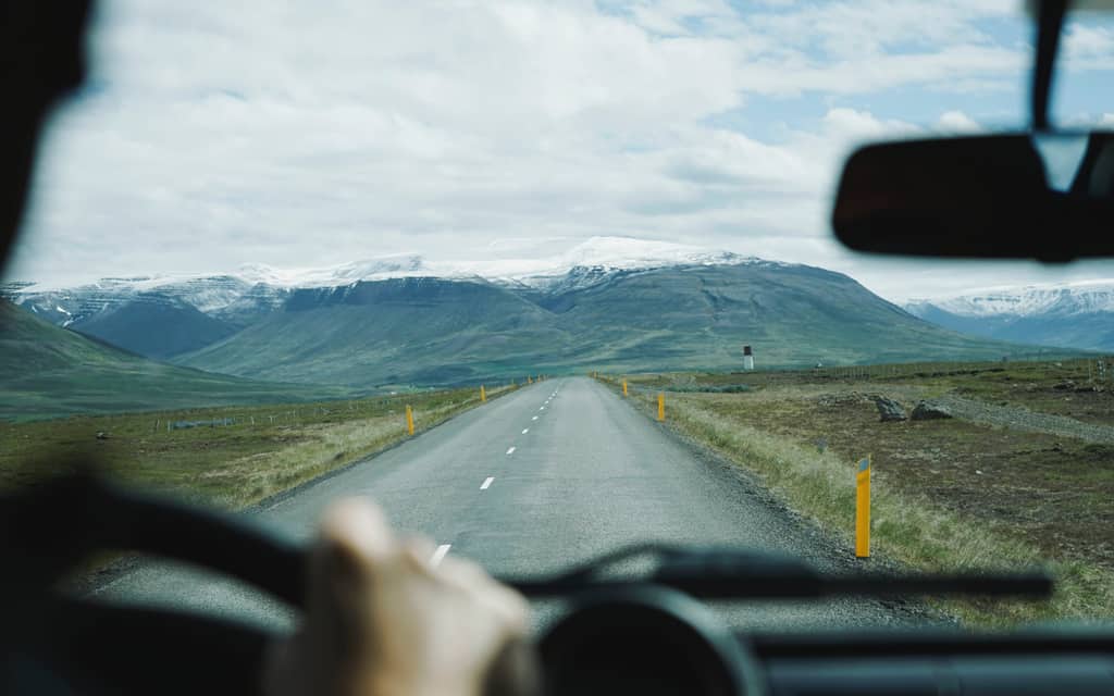 Road trip view of the mountains