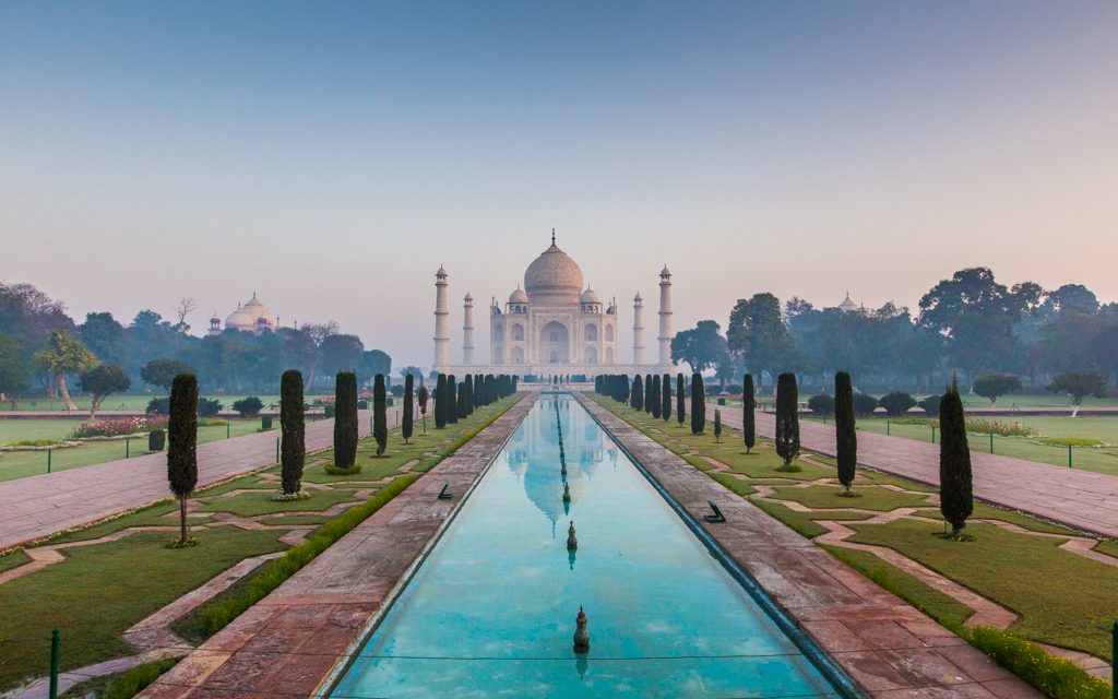 India: The Taj Mahal just after the gates opened