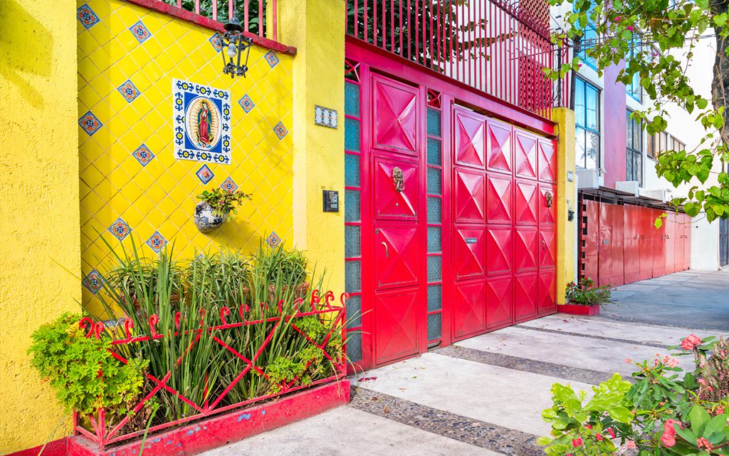 colorful street in mexico city