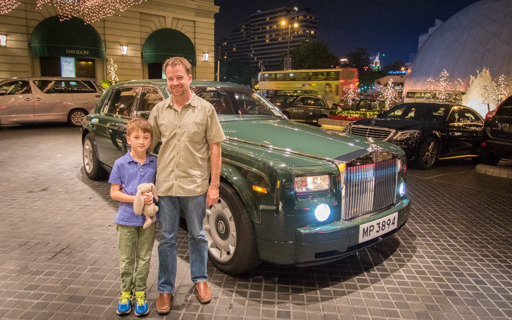 Amazing Hotel Arrivals - Arriving at the Peninsula Hong Kong - looking like we just got off a 14-hour flight!