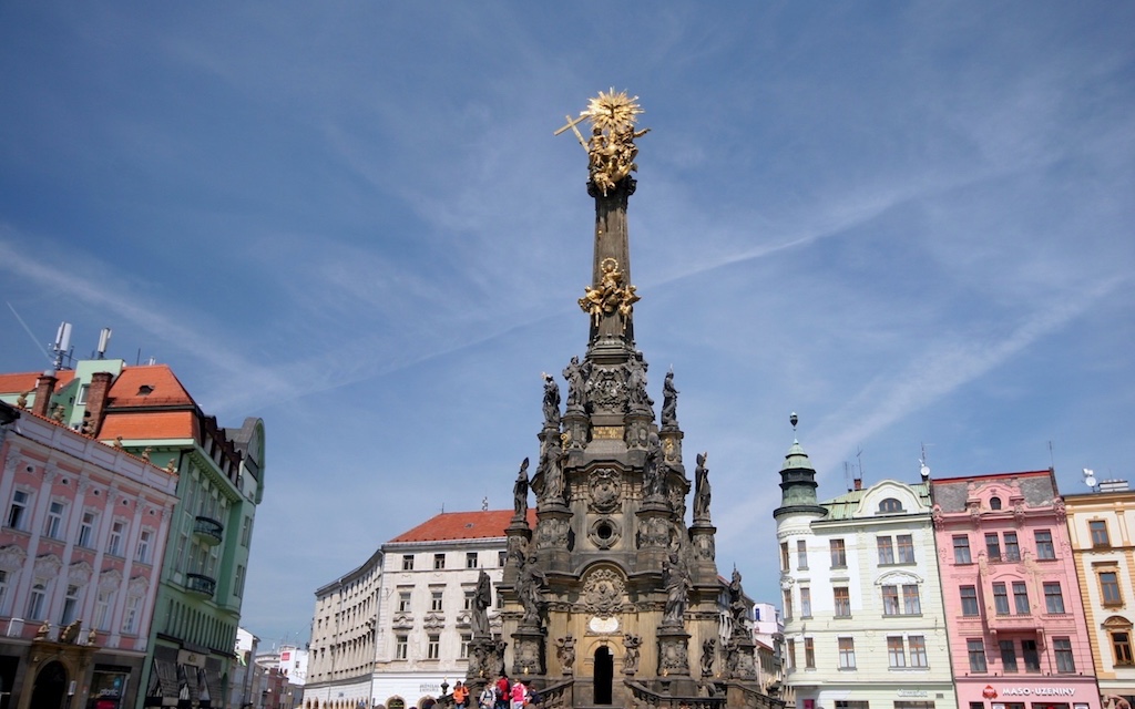 Olomouc main squre is beyong Prague.