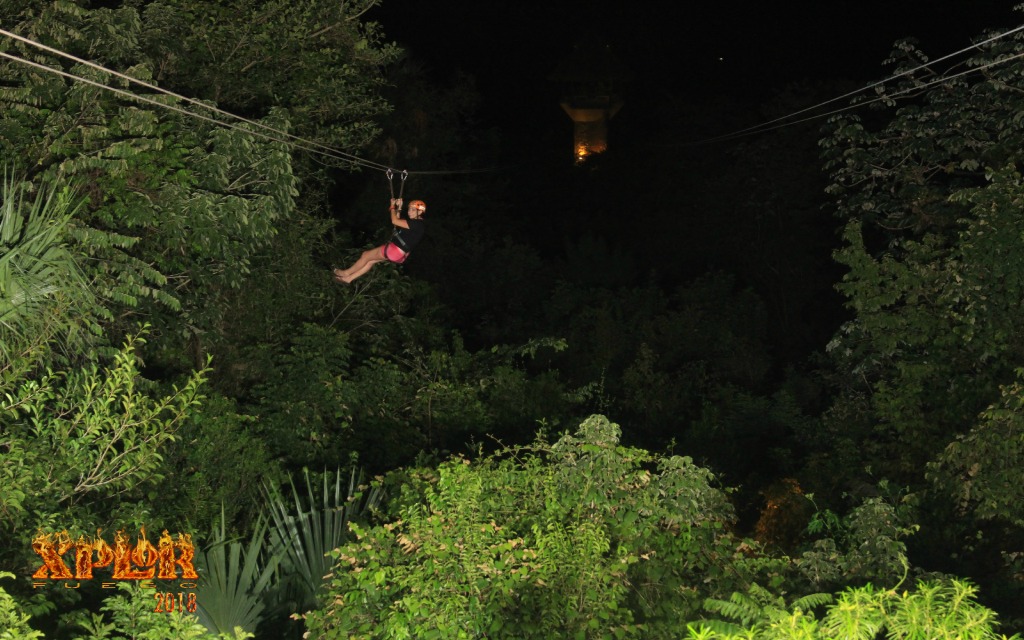 Zip lining at Xplor Fuego