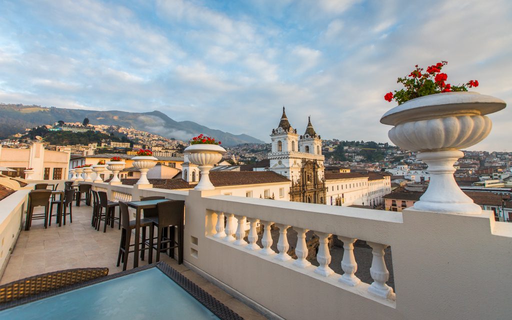 Best Big City Hotels - Overlooking Quito and the Iglesia de San Francisco from Casa Gangotena's rooftop patio