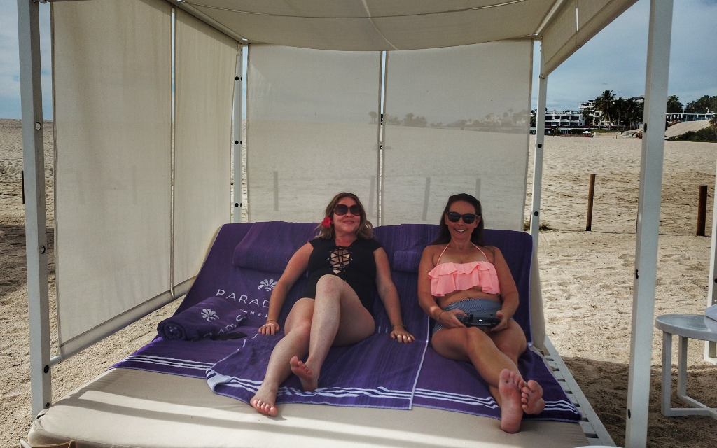 Lounging in a cabana in Cabo