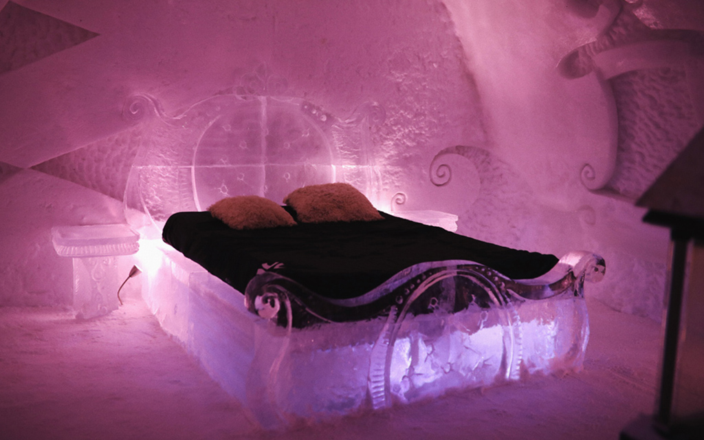 The famous Hotel de Glace (ice hotel) in Quebec