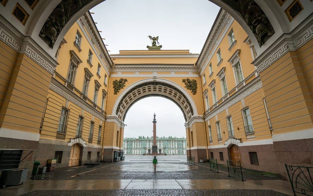 Family Travel Inspiration - Walking towards the Hermitage in St. Petersburg, Russia
