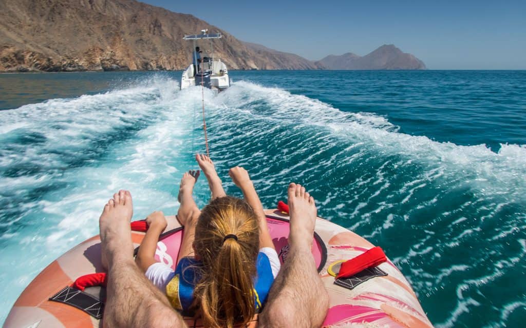 Tips for hot days - Tubing at Six Senses Zighy Bay in Oman helped us to cool off