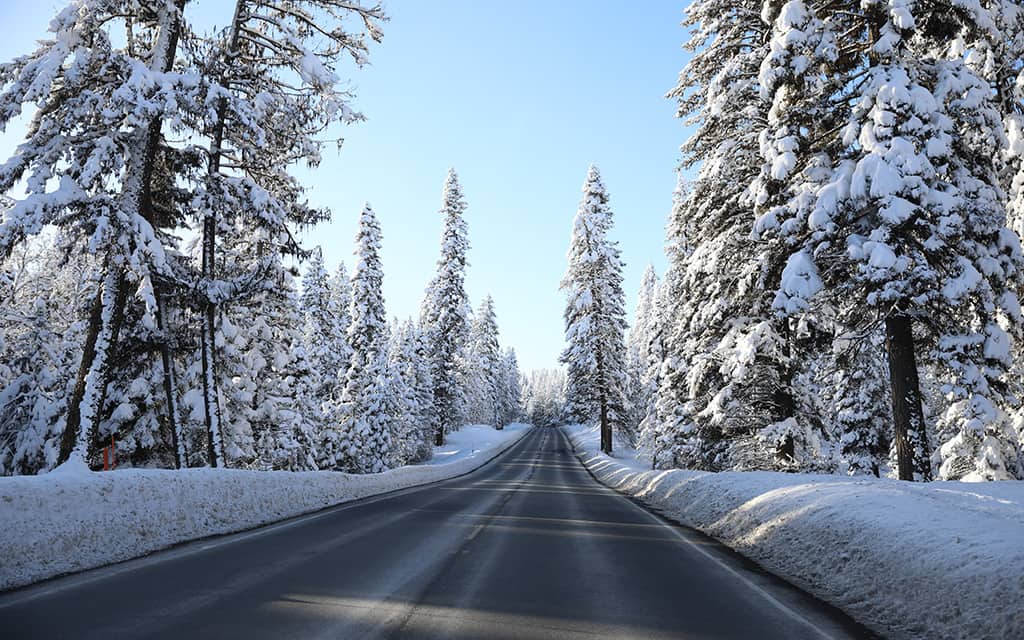 A scenic winter drive through McCall, Idaho