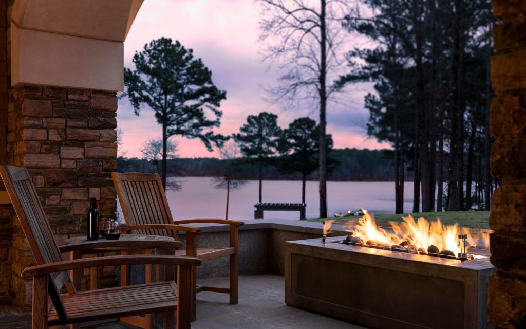 Ritz Carlton Reynolds fire pit by the lake