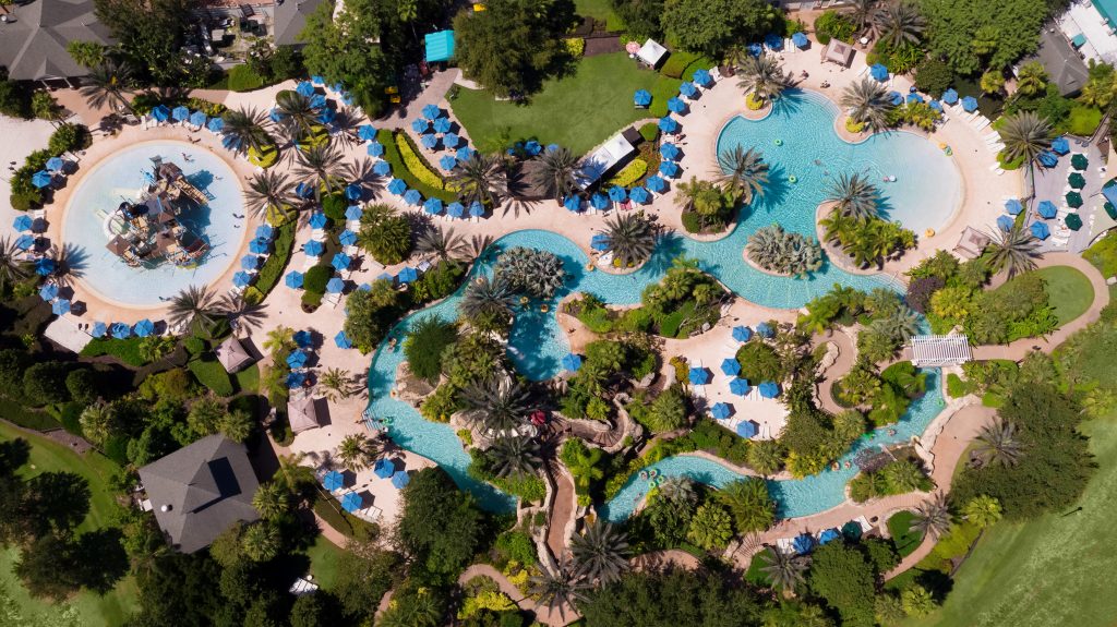 View of the water park at Reunion Resort from above