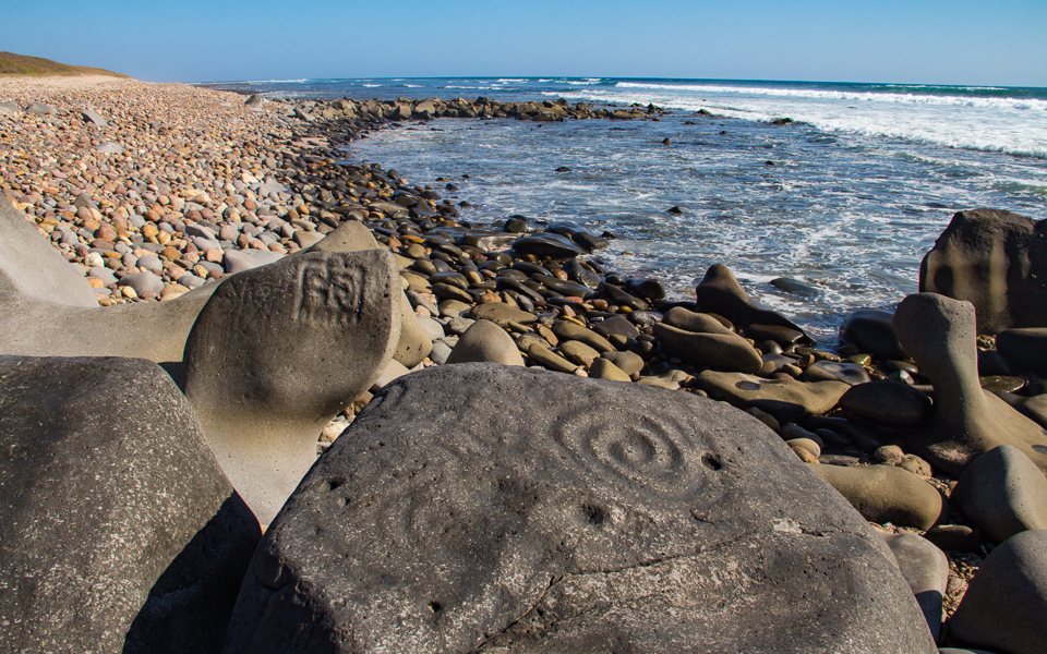 Petroglyphs on the beach