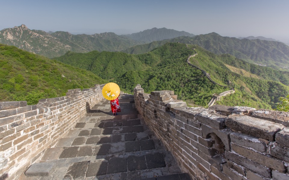 At the Great Wall. I asked my cousin's wife to model since photos of the Great Wall aren't as interesting with no one in them!